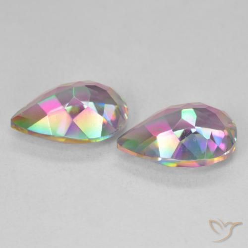 Gemas de Cuarzo Místico Multicolor natural de 5.95 ct, En forma de pera, VVS