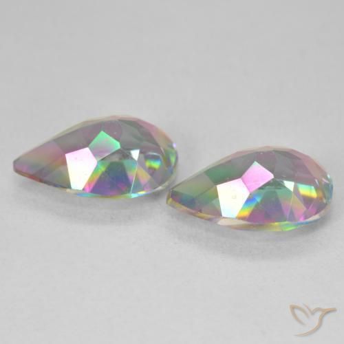 Gemas de Cuarzo Místico Multicolor natural de 5.79 ct, En forma de pera, VVS-VS