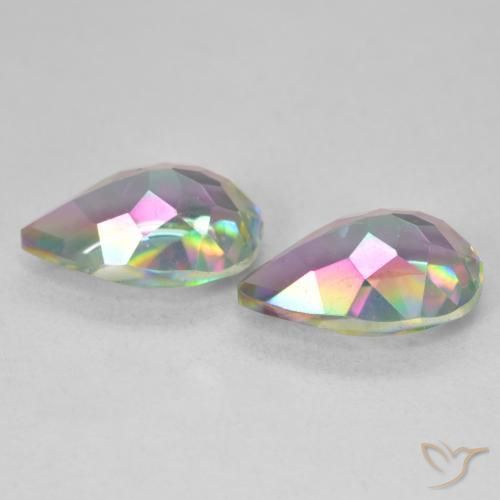 Gemas de Cuarzo Místico Multicolor natural de 6.02 ct, En forma de pera, VVS-VS