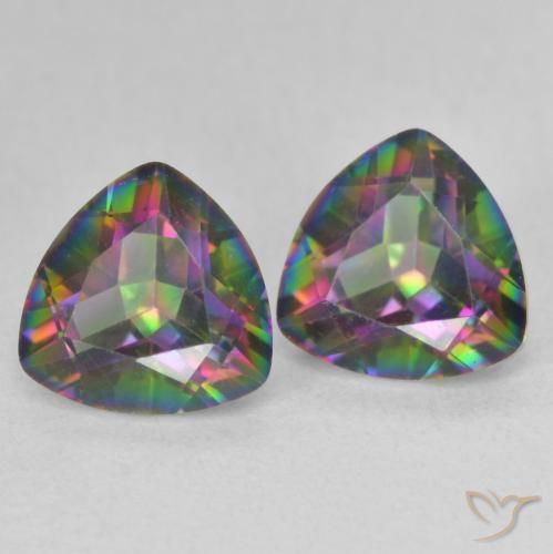 Gemas de Cuarzo Místico Multicolor natural de 2.29 ct, Trillón, VVS