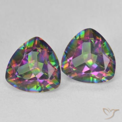 Gemas de Cuarzo Místico Multicolor natural de 2.21 ct, Trillón, VVS