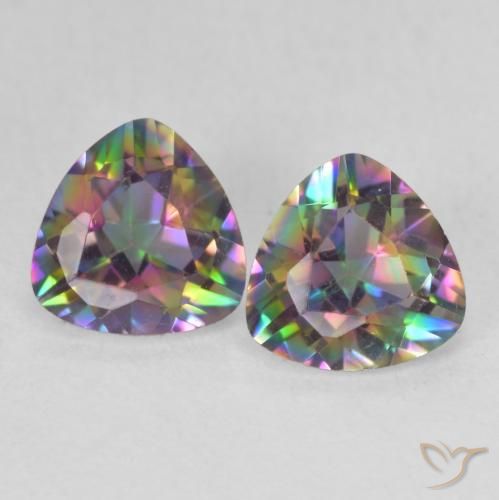 Gemas de Cuarzo Místico Multicolor natural de 1.35 ct, Trillón, VVS
