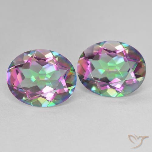 Gemas de Cuarzo Místico Multicolor natural de 6.41 ct, Ovalada, VVS