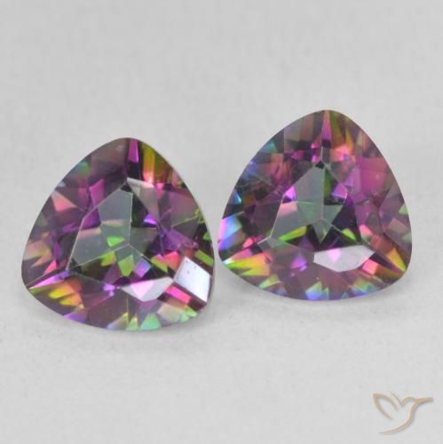 Gemas de Cuarzo Místico Multicolor natural de 1.35 ct, Trillón, VVS