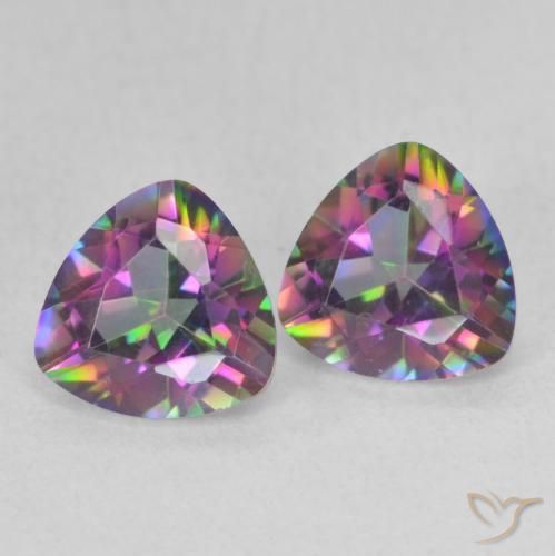 Gemas de Cuarzo Místico Multicolor natural de 1.37 ct, Trillón, VVS