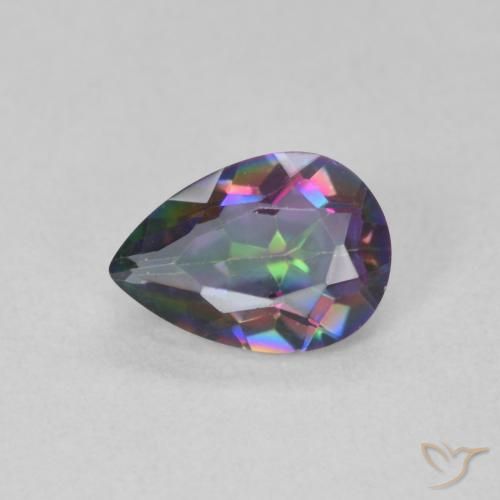 0.61ct Natural Multicolor Cuarzo Místico, En forma de pera, VVS-VS