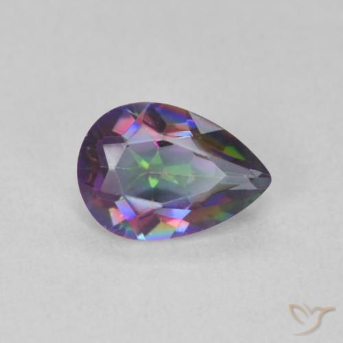 Cuarzo Místico Multicolor natural de 0.61 ct, En forma de pera, VVS-VS