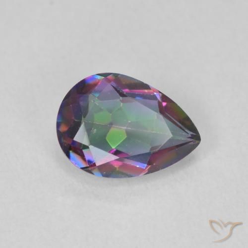 Cuarzo Místico Multicolor natural de 0.65 ct, En forma de pera, VVS-VS