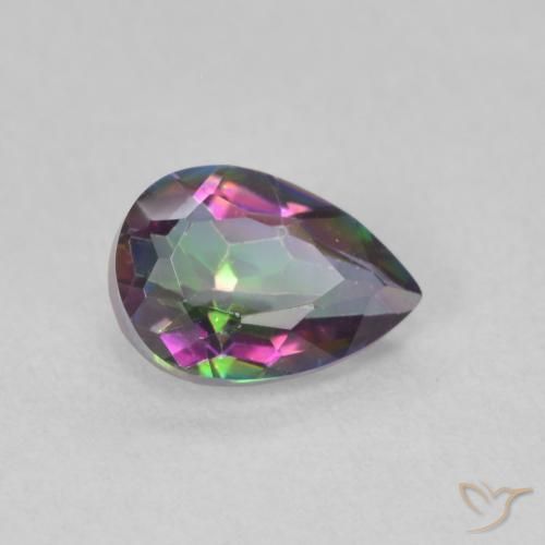Cuarzo Místico Multicolor natural de 0.66 ct, En forma de pera, VVS-VS