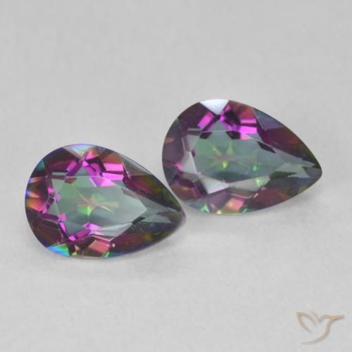 Gemas de Cuarzo Místico Multicolor natural de 1.26 ct, En forma de pera, VS
