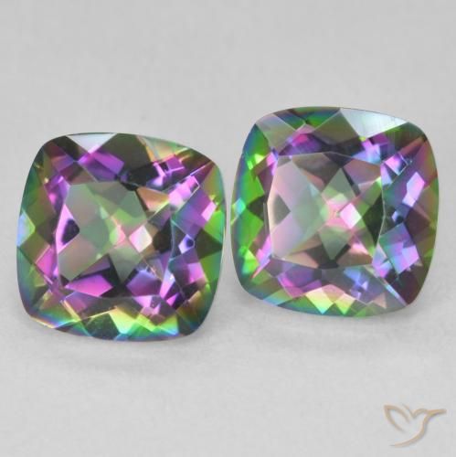 Gemas de Cuarzo Místico Multicolor natural de 2.80 ct, Forma Cojín, VVS