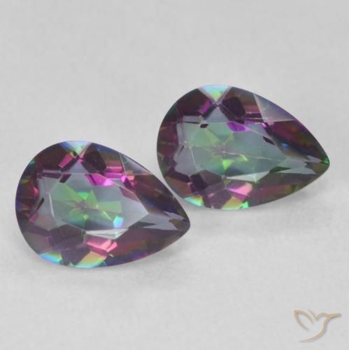 Gemas de Cuarzo Místico Multicolor natural de 1.26 ct, En forma de pera, VVS