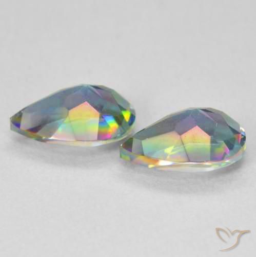 Gemas de Cuarzo Místico Multicolor natural de 1.26 ct, En forma de pera, VVS