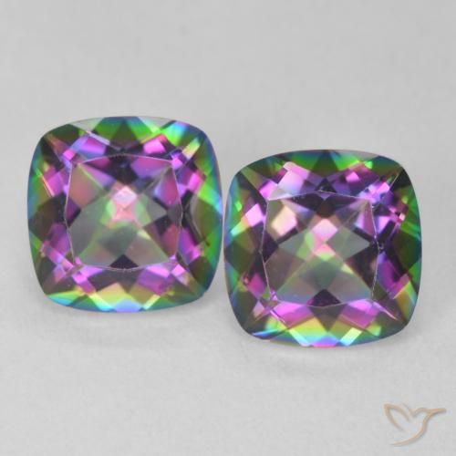 Gemas de Cuarzo Místico Multicolor natural de 2.81 ct, Corte Cojín, VVS