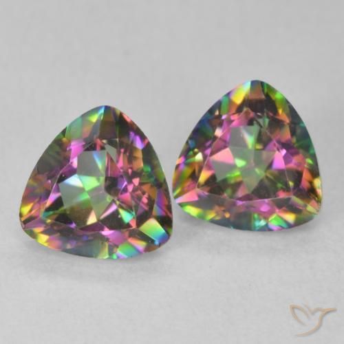 Gemas de Cuarzo Místico Multicolor natural de 1.44 ct, Trillón, VVS