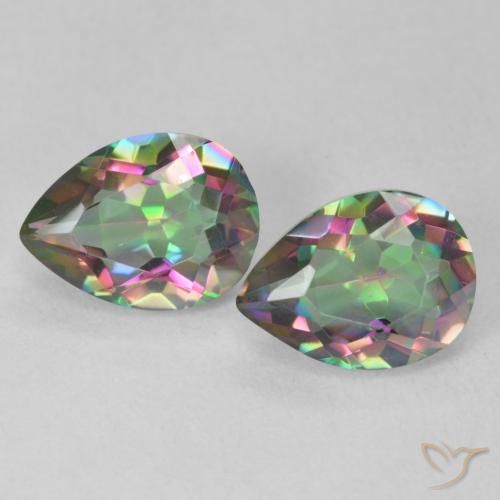 Gemas de Cuarzo Místico Multicolor natural de 2.16 ct, En forma de pera, VVS