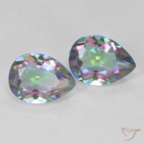 Gemas de Cuarzo Místico Multicolor natural de 2.19 ct, En forma de pera, VVS