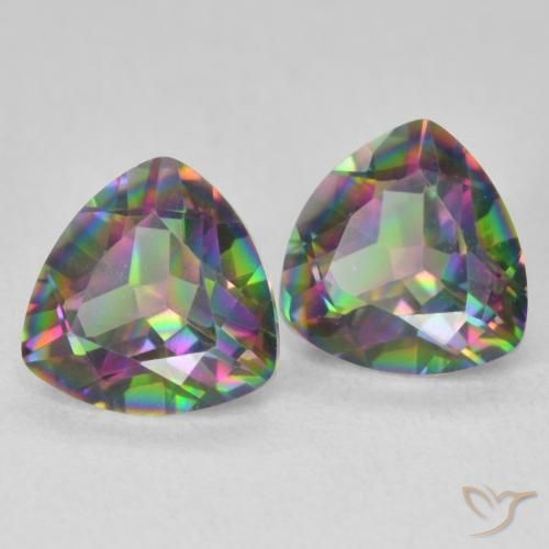Gemas de Cuarzo Místico Multicolor natural de 2.27 ct, Trillón, VVS