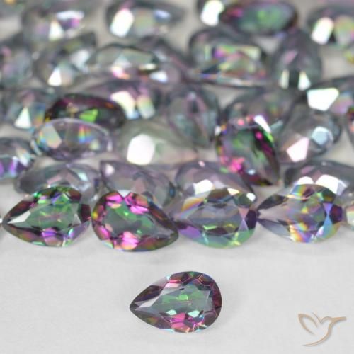 Cuarzo místico multicolor natural de 0,34 ct, en forma de pera, VS