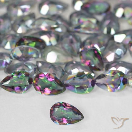 Cuarzo místico multicolor natural de 0,34 ct, en forma de pera, VS