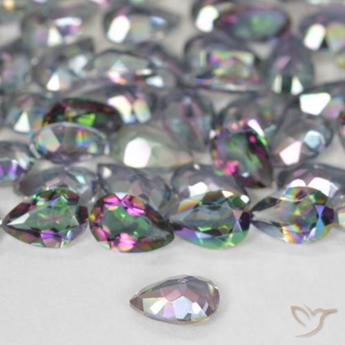Cuarzo místico multicolor natural de 0,34 ct, en forma de pera, VS