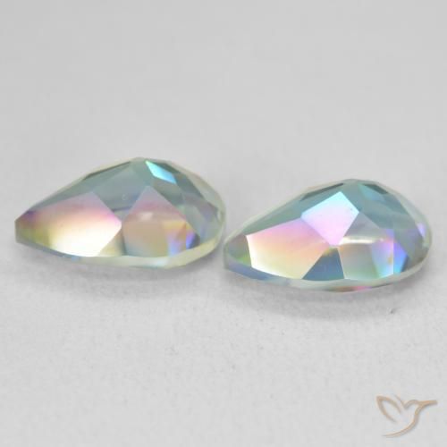 Gemas de Cuarzo Místico Multicolor natural de 3.72 ct, En forma de pera, VVS-VS