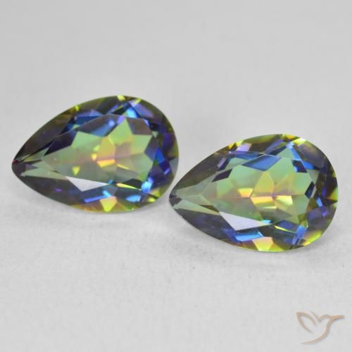 3.76ctw Natural Multicolor Cuarzo Místico, En forma de pera, VVS-VS