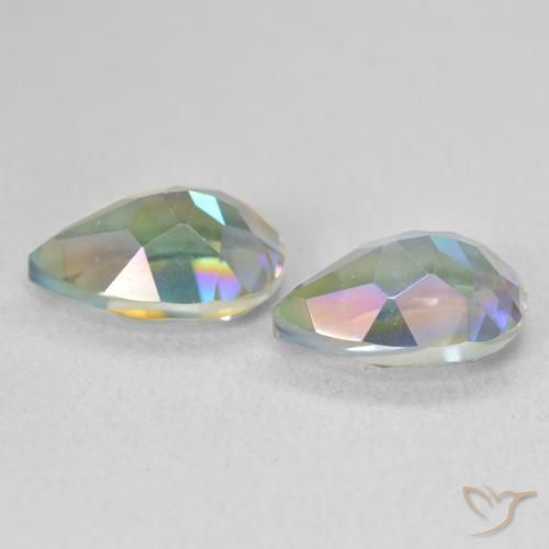 Gemas de Cuarzo Místico Multicolor natural de 3.76 ct, En forma de pera, VVS-VS