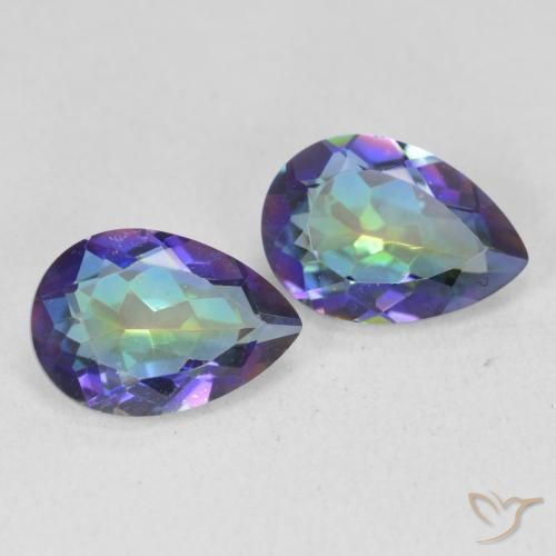 Gemas de Cuarzo Místico Multicolor natural de 3.42 ct, En forma de pera, VVS-VS