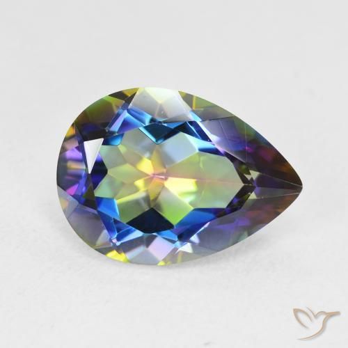 Cuarzo Místico Multicolor natural de 4.91 ct, En forma de pera, VVS
