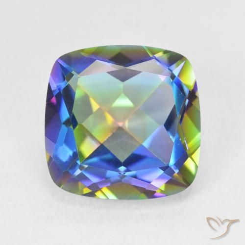 6.64ct Natural Multicolor Cuarzo Místico, Forma Cojín, VVS
