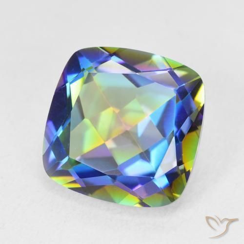 Cuarzo Místico Multicolor natural de 6.64 ct, Forma Cojín, VVS