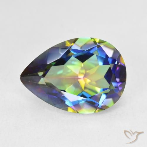 5.12ct Natural Multicolor Cuarzo Místico, En forma de pera, VVS