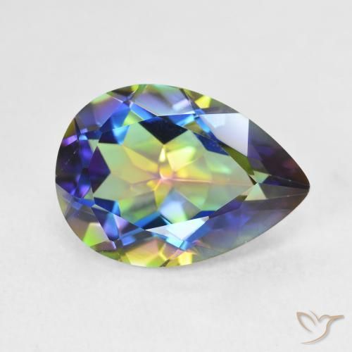 Cuarzo Místico Multicolor natural de 5.12 ct, En forma de pera, VVS