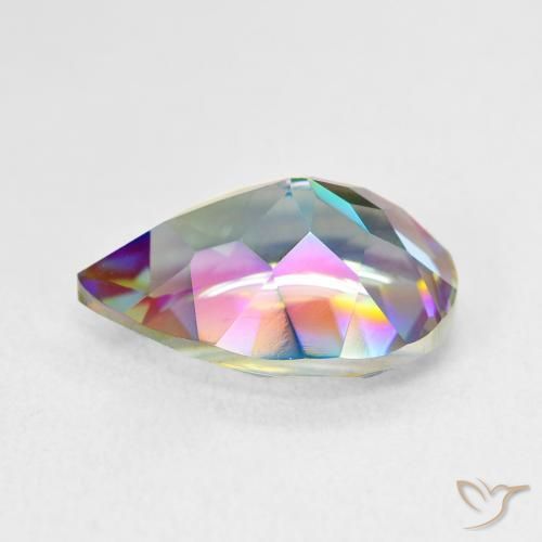 Cuarzo Místico Multicolor natural de 5.12 ct, En forma de pera, VVS