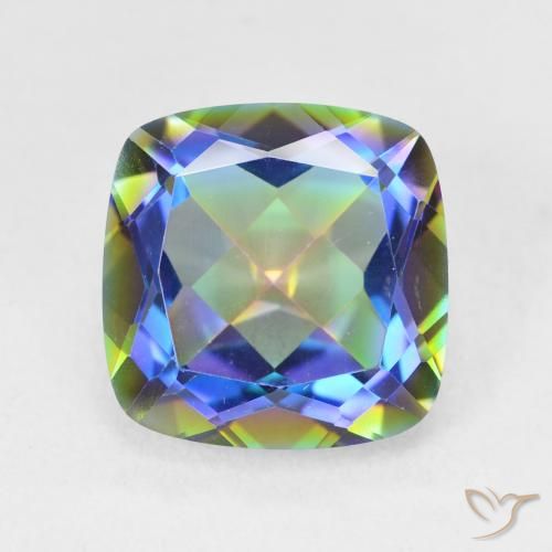 6.69ct Natural Multicolor Cuarzo Místico, Forma Cojín, VVS