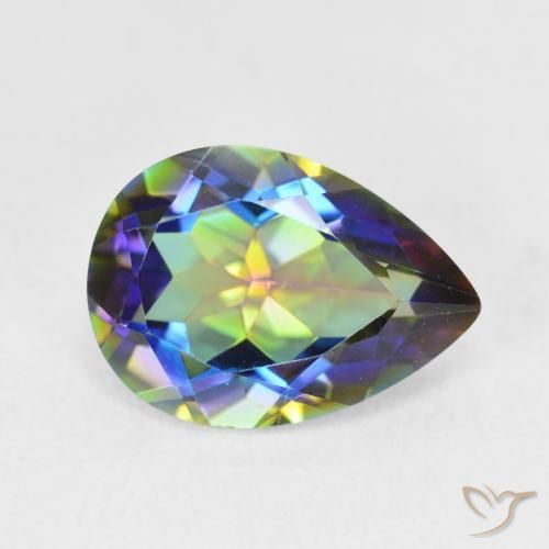 Cuarzo Místico Multicolor natural de 4.90 ct, En forma de pera, VVS