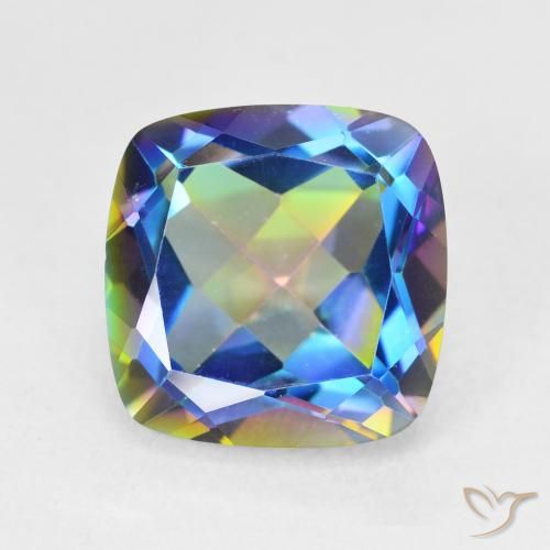 6.98ct Natural Multicolor Cuarzo Místico, Forma Cojín, VVS