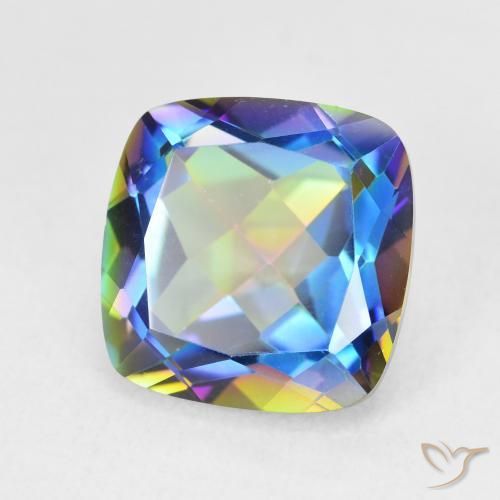 Cuarzo Místico Multicolor natural de 6.98 ct, Forma Cojín, VVS