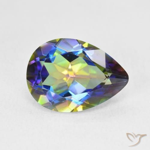 Cuarzo Místico Multicolor natural de 5.05 ct, En forma de pera, VVS