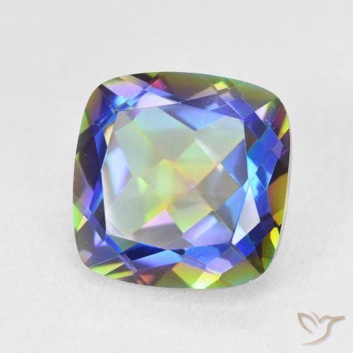 Cuarzo místico multicolor natural de 6,74 ct, corte cojín, VVS