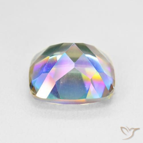 Cuarzo místico multicolor natural de 6,74 ct, corte cojín, VVS