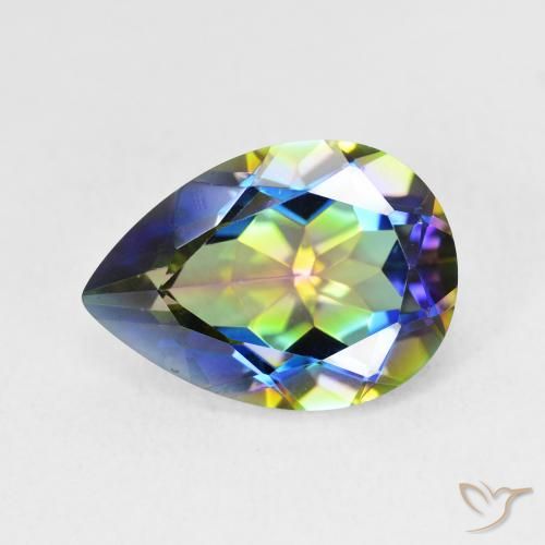 Cuarzo Místico Multicolor natural de 5.07 ct, En forma de pera, VVS