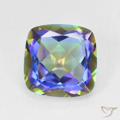 6.58ct Natural Multicolor Cuarzo Místico, Forma Cojín, VVS