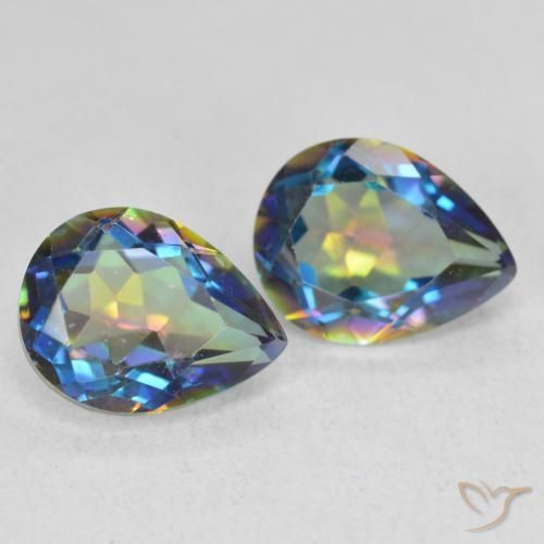Gemas de Cuarzo Místico Multicolor natural de 3.22 ct, En forma de pera, VVS-VS