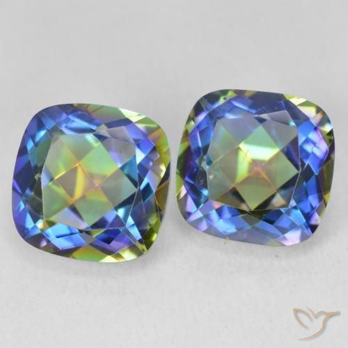 Gemas de Cuarzo Místico Multicolor natural de 8.60 ct, Forma Cojín, VS