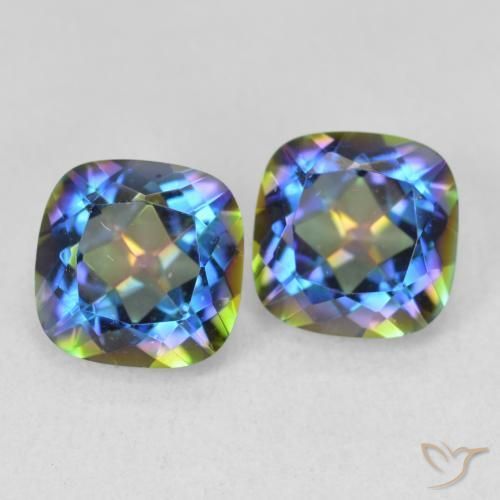 Gemas de Cuarzo Místico Multicolor natural de 4.15 ct, Forma Cojín, VVS-VS
