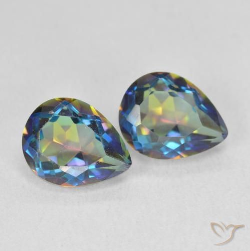 Gemas de Cuarzo Místico Multicolor natural de 3.34 ct, En forma de pera, VVS-VS