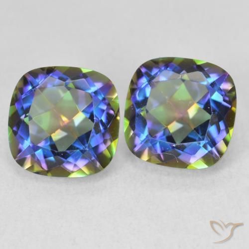 Gemas de Cuarzo Místico Multicolor natural de 4.18 ct, Forma Cojín, VVS-VS