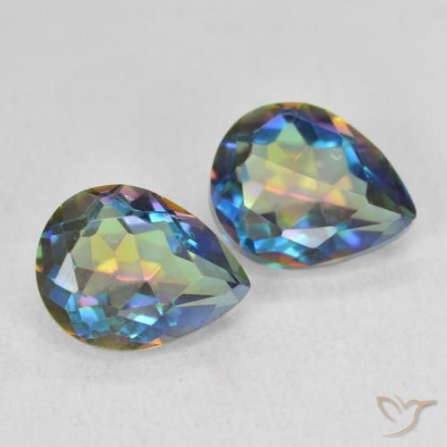 Gemas de Cuarzo Místico Multicolor natural de 3.31 ct, En forma de pera, VVS-VS